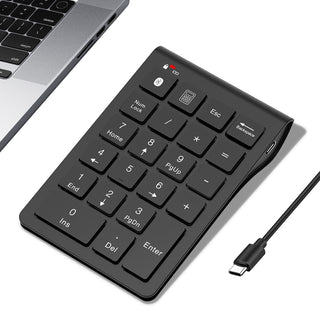 Bluetooth Number Pad Wireless & Wired 10 Key USB Keypad Two In One, Rechargeable Numpad for Laptops, Desktop, Computers Accessories Compatible with MacBook iPads ChromeBook EliteBook Notebook etc.