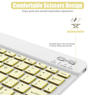 Bluetooth Keyboard for iPad 10th Generation, iPad Pro 13/12/11/10/9/8/7 inch, iPad Air 13/11th Gen, iPad Mini, Samsung Xiaomi Tablets, etc. - Slim Wireless Portable Travel Office Computer Accessories