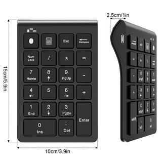 Bluetooth Number Pad Wireless & Wired 10 Key USB Keypad Two In One, Rechargeable Numpad for Laptops, Desktop, Computers Accessories Compatible with MacBook iPads ChromeBook EliteBook Notebook etc.