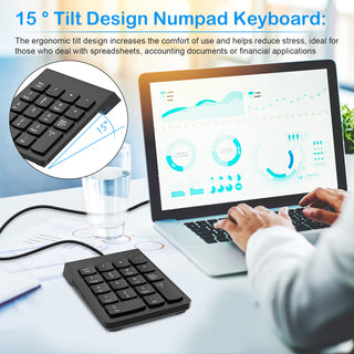 USB Numeric Keypad Numpad Portable Slim Mini 10 Key Number Pad Keyboard for Laptop Desktop Computer PC, Compatible with ChromeBook Surface NoteBook, Tax Accountant Calculate Office Travel & Home