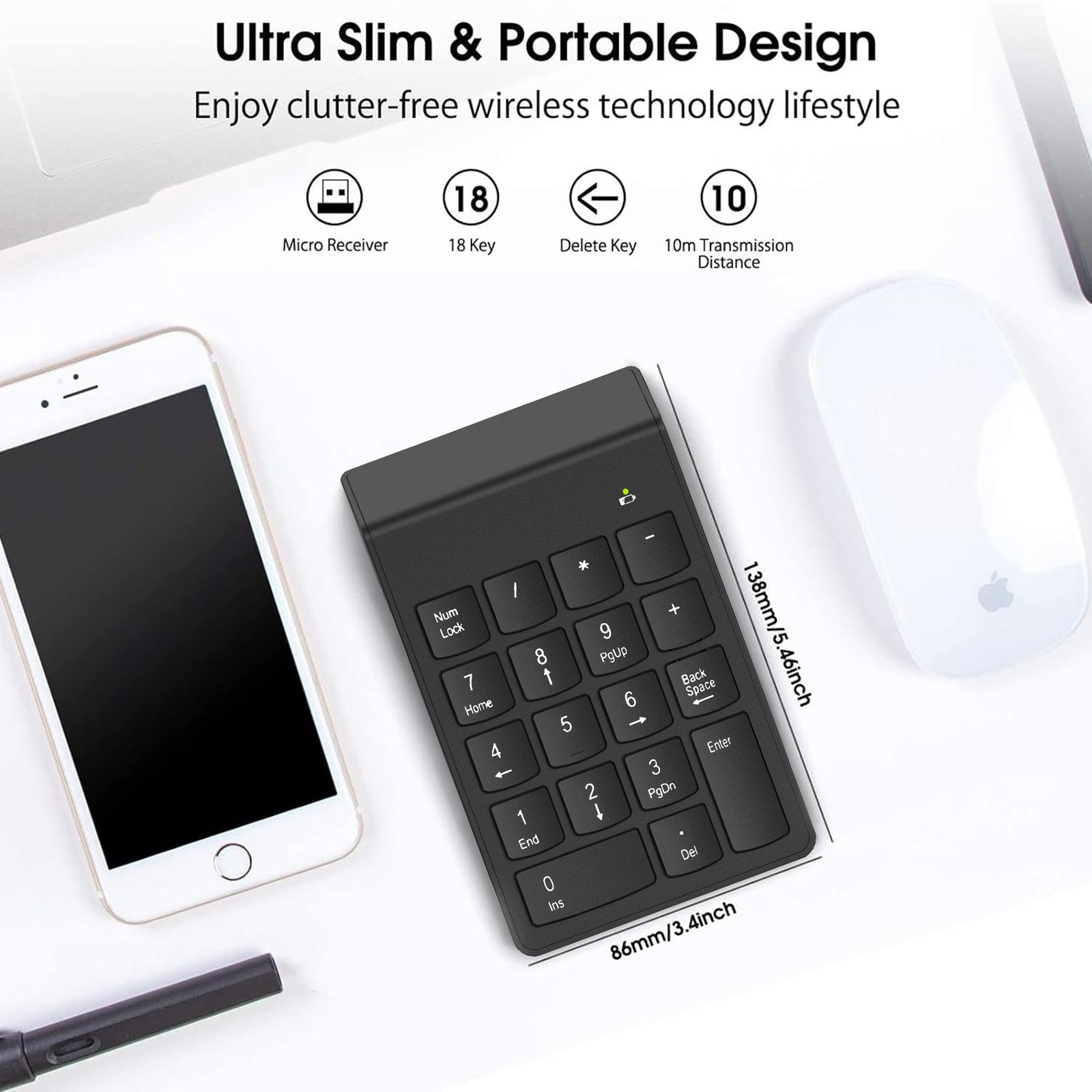 For Laptop Usb Keyboard USB Numeric Keypad Numpad Portable Slim Mini 10 ...