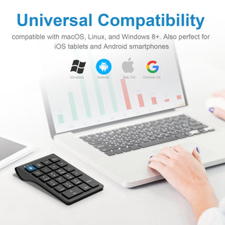 Bluetooth Number Pad Wireless & Wired 10 Key USB Keypad Two In One, Rechargeable Numpad for Laptops, Desktop, Computers Accessories Compatible with MacBook iPads ChromeBook EliteBook Notebook etc.