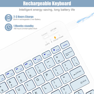 Bluetooth Keyboard for iPad 10th Generation, iPad Pro 13/12/11/10/9/8/7 inch, iPad Air 13/11th Gen, iPad Mini, Samsung Xiaomi Tablets, etc. - Slim Wireless Portable Travel Office Computer Accessories