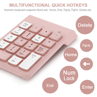 NOOX Wireless Numpad with Type C to USB Adapter, Numeric Keypad Number Pad Compatible with Laptops Computer Desktop MacBook Air Pro - 10 Key USB Keypad Office Accessories