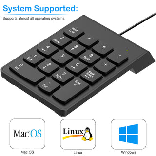 USB Numeric Keypad Numpad Portable Slim Mini 10 Key Number Pad Keyboard for Laptop Desktop Computer PC, Compatible with ChromeBook Surface NoteBook, Tax Accountant Calculate Office Travel & Home