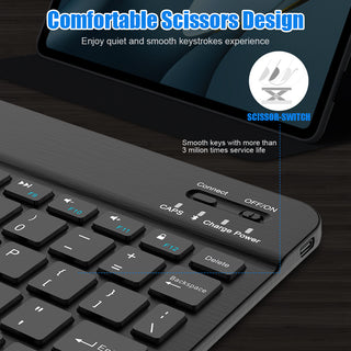 Bluetooth Keyboard for iPad 10th Generation, iPad Pro 13/12/11/10/9/8/7 inch, iPad Air 13/11th Gen, iPad Mini, Samsung Xiaomi Tablets, etc. - Slim Wireless Portable Travel Office Computer Accessories