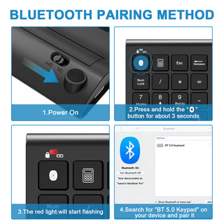 Bluetooth Number Pad Wireless & Wired 10 Key USB Keypad Two In One, Rechargeable Numpad for Laptops, Desktop, Computers Accessories Compatible with MacBook iPads ChromeBook EliteBook Notebook etc.